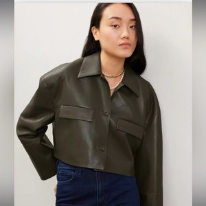 Nanushka Holleen Jacket Size Small Green Faux Leather